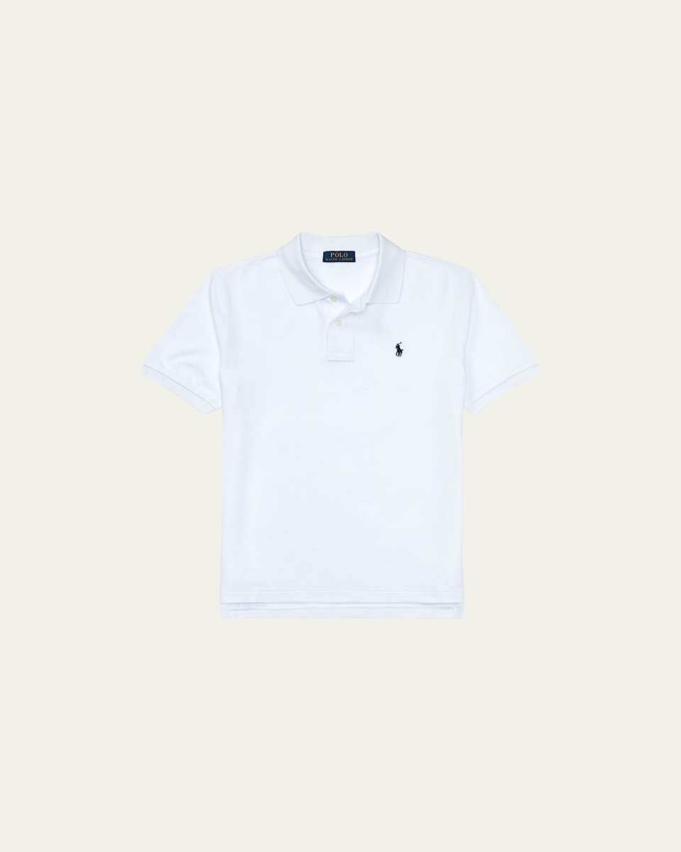 Boy's Short-Sleeve Logo Embroidery Polo Shirt, Size S-